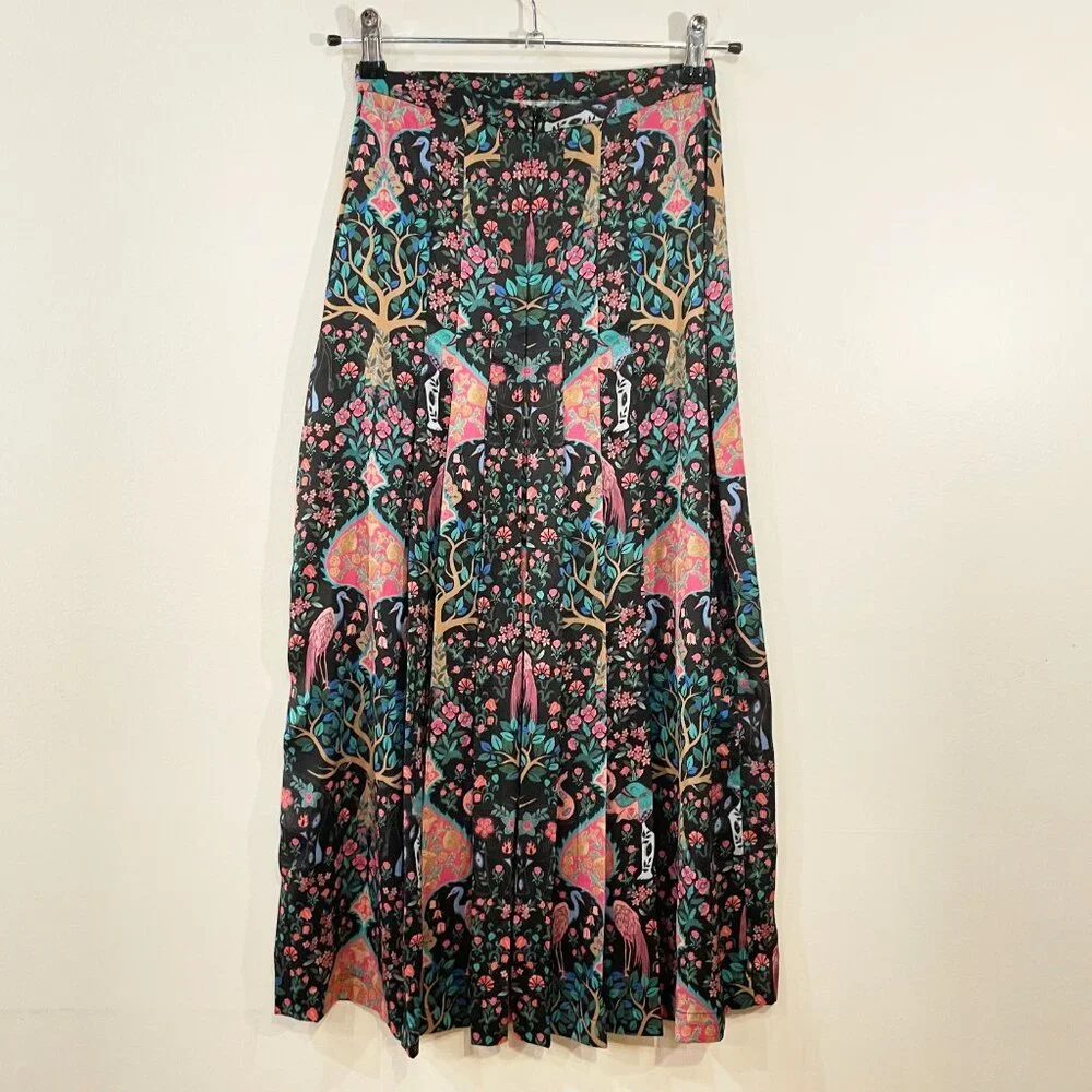 EUC Sandro Ivane Enchanted Forest Midi Skirt 0, XS $295 - Picture 6 of 12